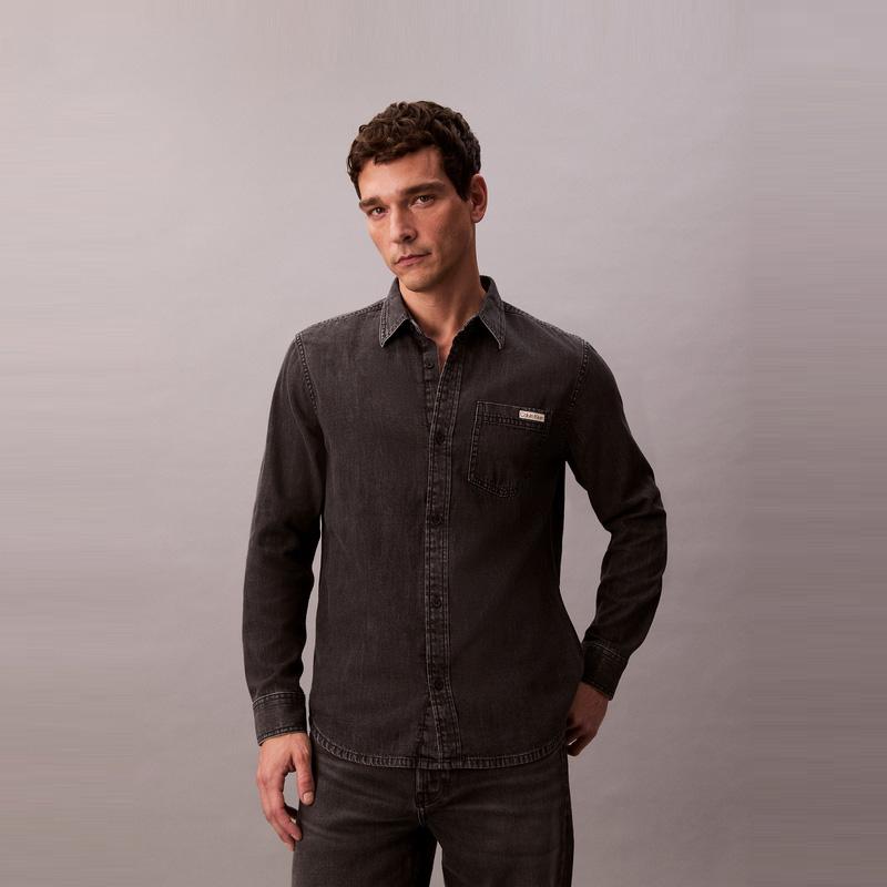 Calvin Klein American Vintage Classic Label Cotton Long Sleeve Shirt Men Shirts 40BM733