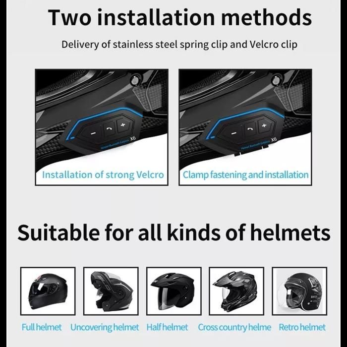 Intercom moto bluetooth 5.0, kit oreillette bluetooth casque moto interphone - bleu noir