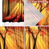 2D Flat Printing 2pcs Scene Curtains Autumn Forest Rays Digital Printed Polyester Drapes Family Party Decoration Perfect for