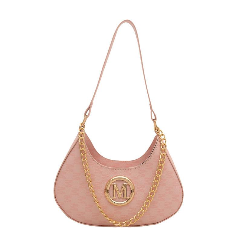 Armpit Bag Retro With Letter Printing Design And Chain Shoulder Strap For Daily