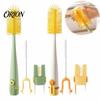 Kitchen Sink Accessory 5 in 1 Silicone Cup Brush with Long Handle, Multifunctional Deep Cleaning Set Brush, Non-slip Reusable Cleaner for Baby Bottles