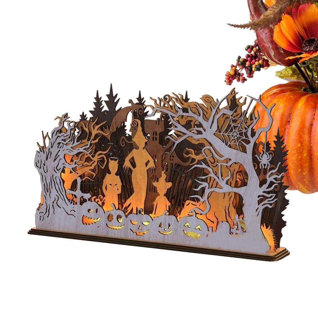 Halloween Candle Holder Halloween Table Centerpiece Decorations Wooden Seasonal Table Centerpiece Decor for Fireplace Mantle