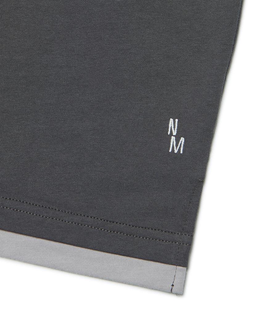 Nomaenyueol Layered Henley Neck Long Sleeve Tee - Charcoal
