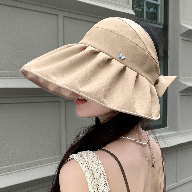 Sunscreen Empty Top Fisherman Hat Children Summer Small Fresh Butterfly Sun Hat Outdoor Versatile Big Eaves Bucket Hat