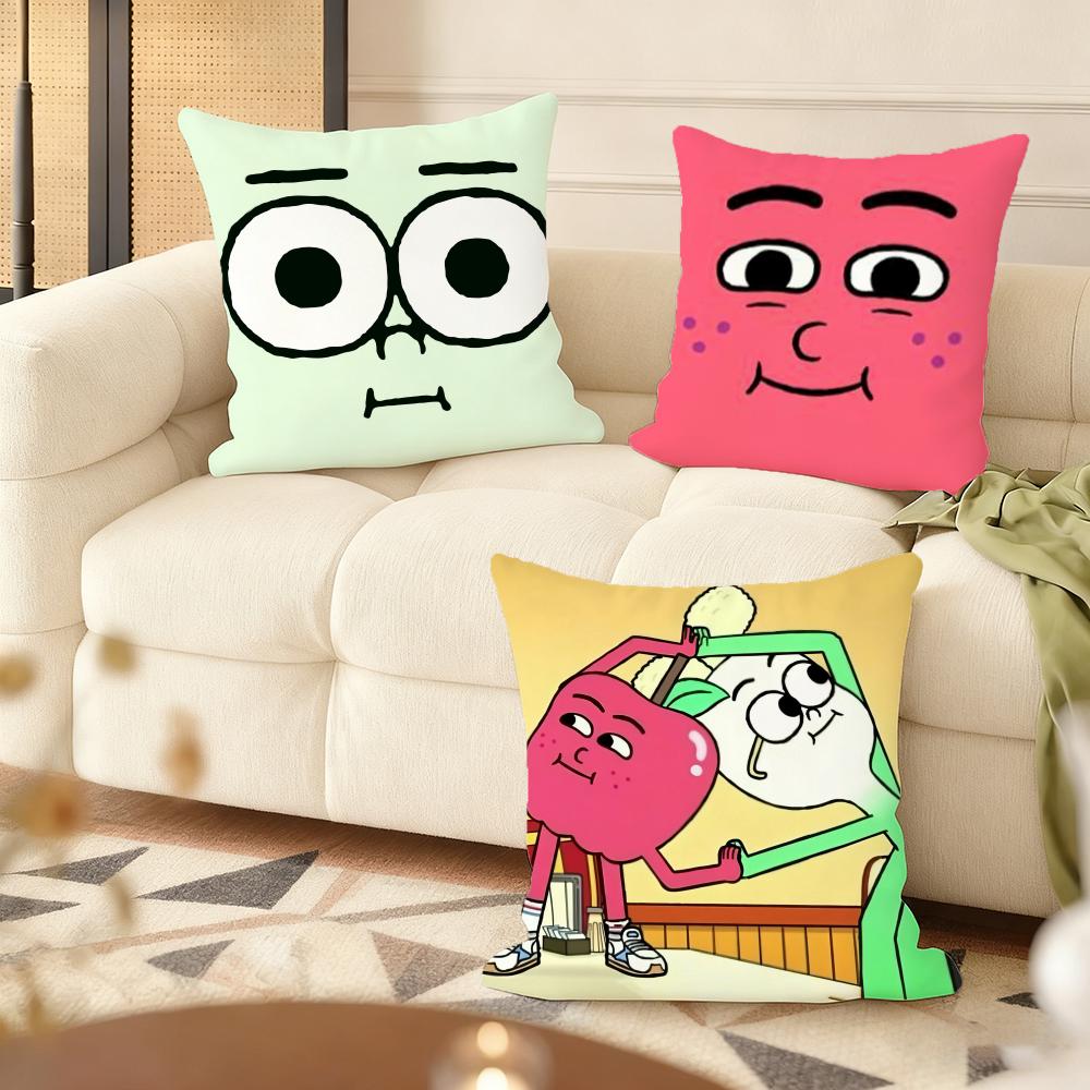 Anime Food AAppleSOnionS Cushion Cover Natural Linen Organic Fabric DoubleSided Printing Couch Pillow Covers Home Decor