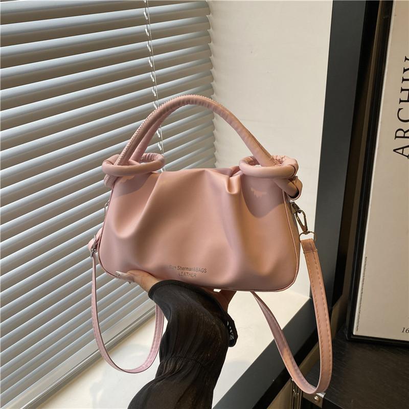 Chic Minimalist Pleated Faux Leather Shoulder Bag, Women's Small Crossbody Handbag with Magnetic Snap Closure, Trendy Daily Commute Tote