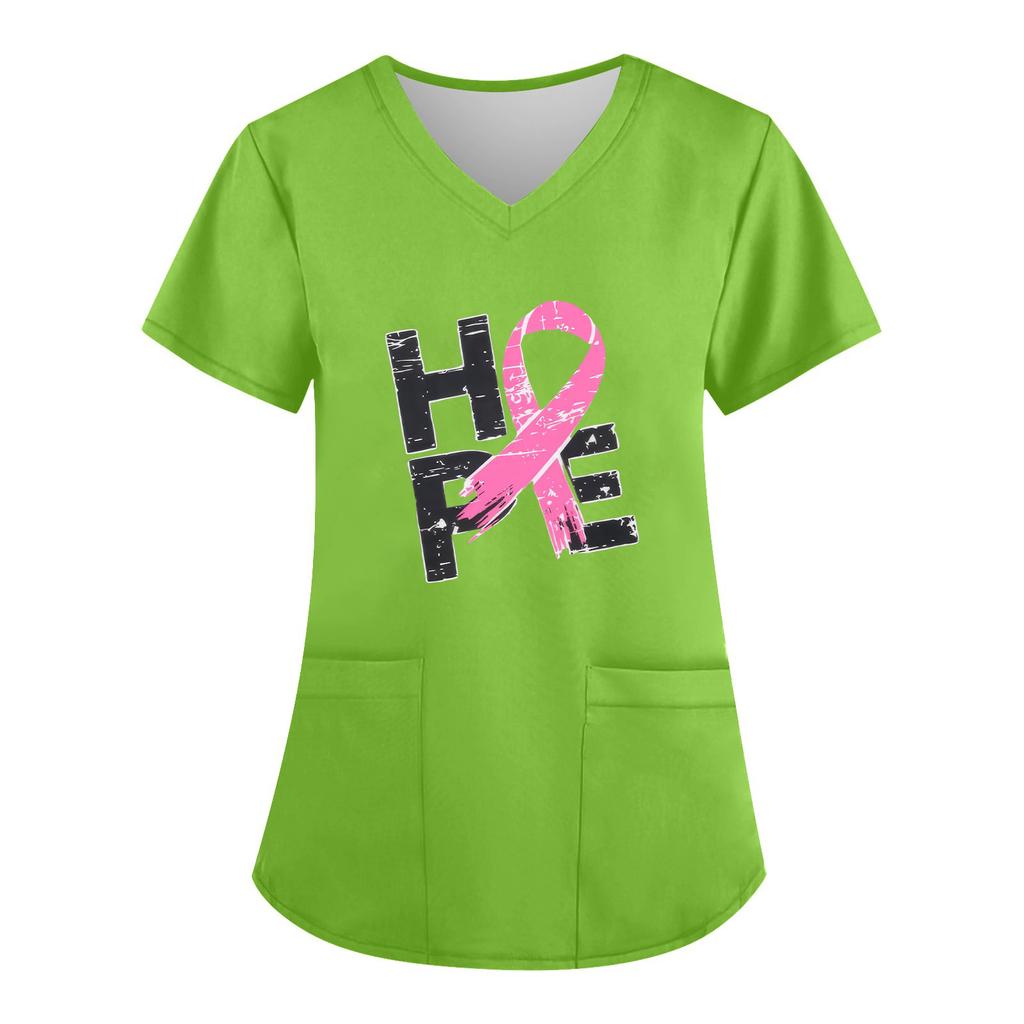 Women's V-Neck Short-Sleeve Pocketed Top With Side Slit