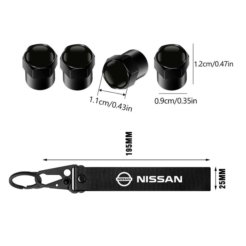 Tapa de Válvula de Neumático de Coche de Aluminio Insignia de Coche Llavero de Nylon Accesorios Para Nissan Nismo X-Trail Qashqai J11 Juke Altima Note Skyline