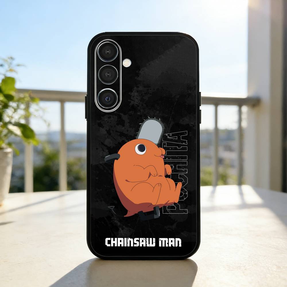 P-pochitas Anime Chainsaw Man Phone Case For Samsung  A73,72,71,A52,51,40,41,A22,A32,31,A13, Soft Black Shell Samsung a32 4g