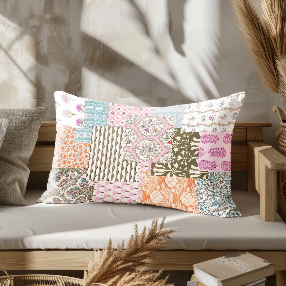 Home Decor Colorful Patchwork Pattern Pillowcase Suitable For Sofa Bedroom Car Pillow Cover Cushion Rectangular Back Cushion