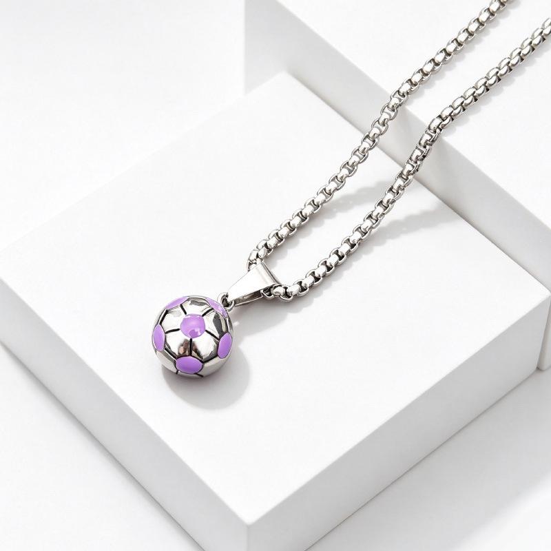 Stainless Steel World Cup Football Pendant Necklace for Men