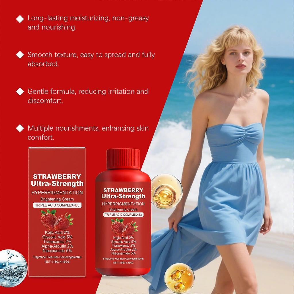Strawberry Body Cream, 4oz Dual Pack Moisturizing Skin Cream for Sensitive Skin