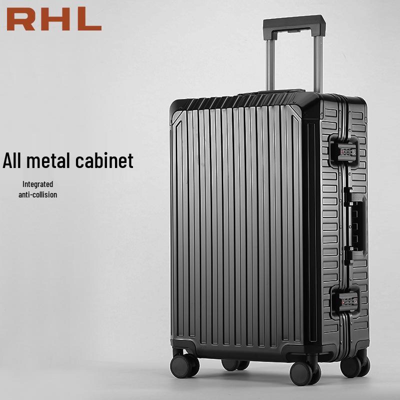 Aluminum Magnesium Alloy Carry-on Suitcase with Universal Wheels and Secure Password Lock for Men and Women