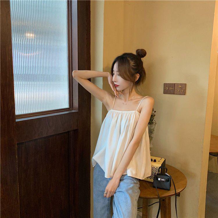 2026 Summer Chic Korean Style Off-the-Shoulder Spaghetti Strap Women's Sleeveless Tank Top