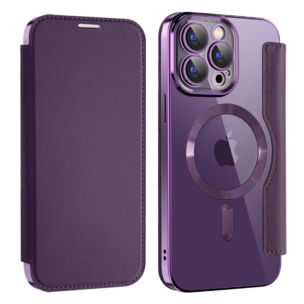 SE4 Flip Leather Case with Magnetic Suction for iPhone 14/15/16 Pro