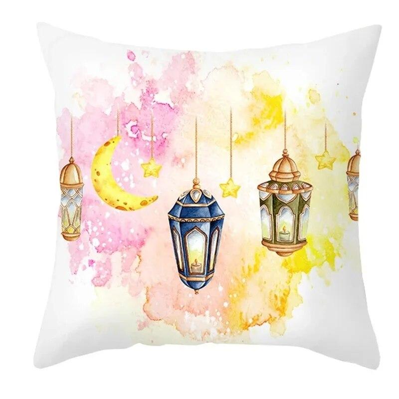 Eid Mubarak Pillowcase Moon Star Lantern Pillowcase Decoration