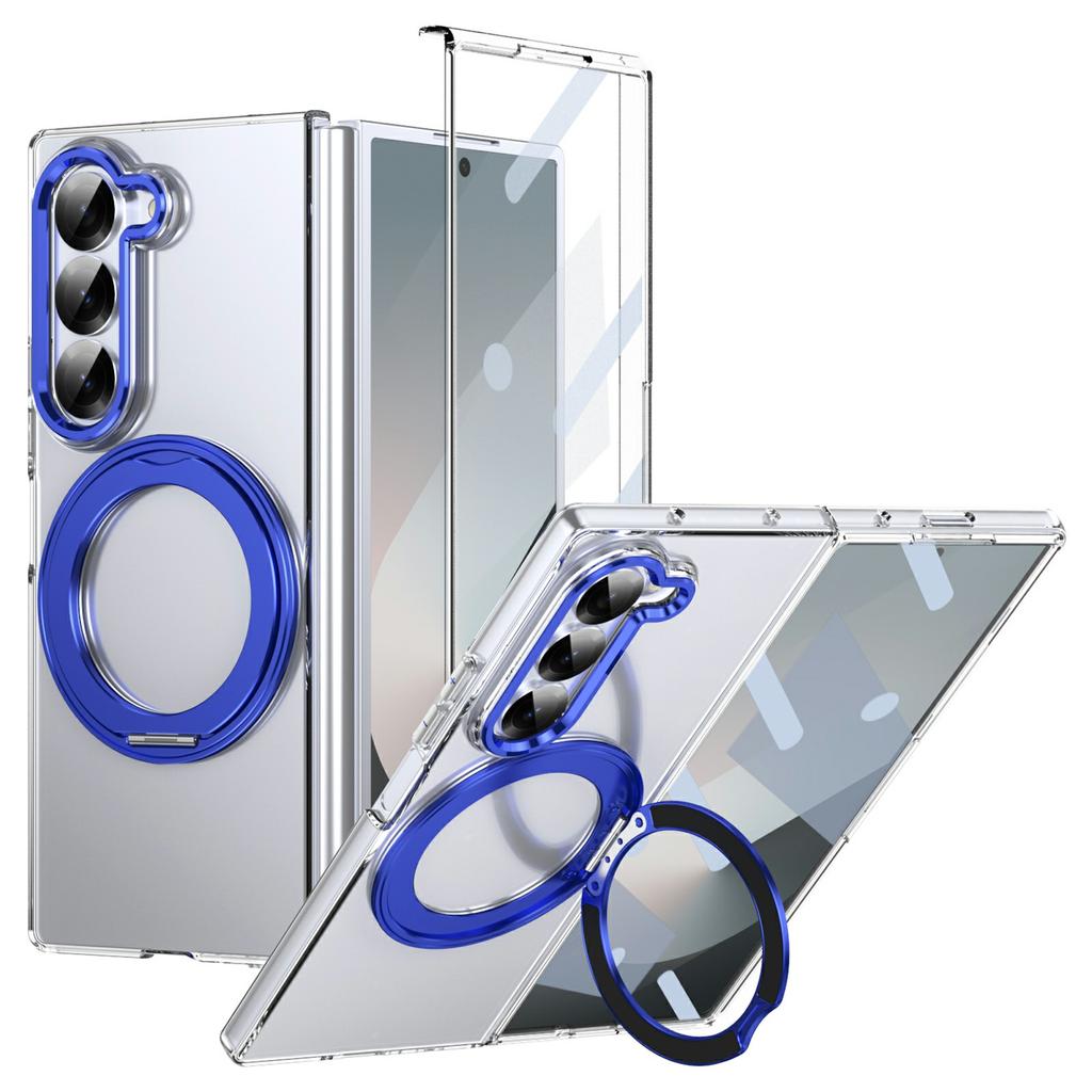 For Samsung Galaxy Z Fold6 5G Case Magnetic Kickstand Clear PC Phone Cover with HD Screen Film