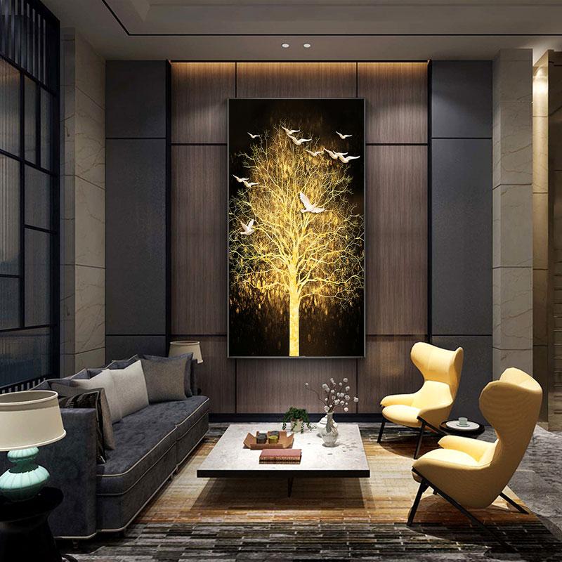 Abstract Decorative Paintings Gold Leaf Wall Art Canvas Interior Painting Modern Poster and Print for Living Room Home Decor