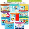 Montessori Busy Board Interaktives Sensorikspielzeug Faltbar Tragbar Aktivitätenbuch Blau Pädagogisches Reise Spielzeug zur Entwicklung der Feinmotorik