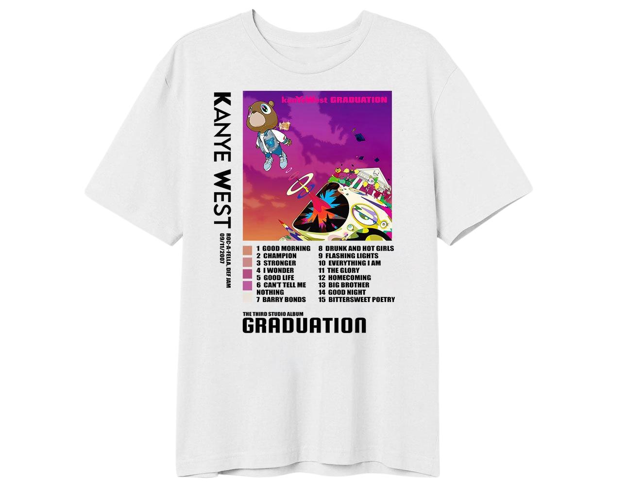 

Kanye West Graduation Tshirt Summer Unisexs and Womens Cotton Clothing Hip Hop Fashion Oversize Short Sleeve Top Streetwear M