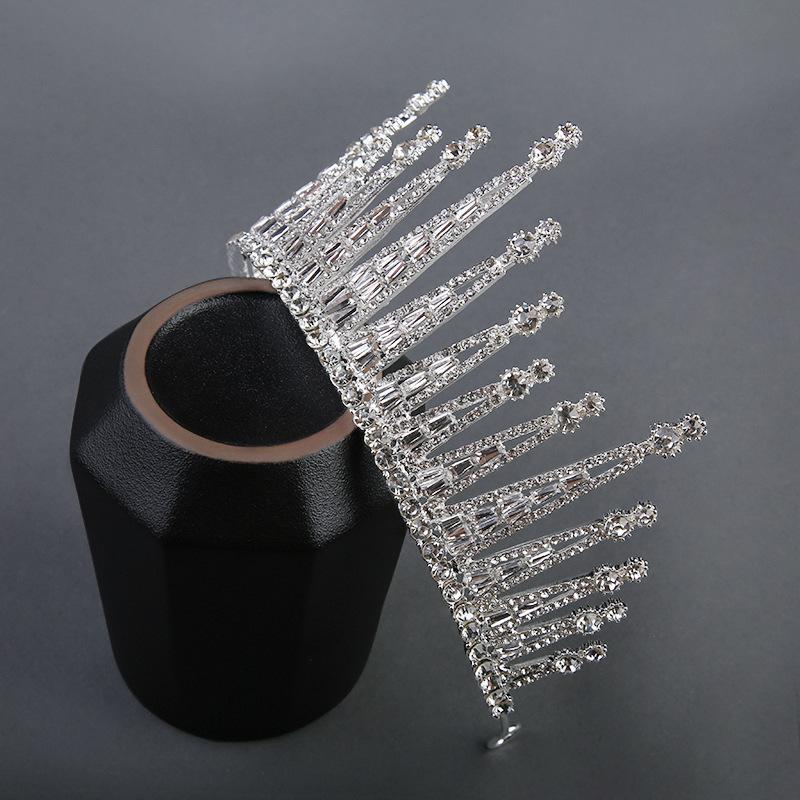 New Round Bridal Crown European and American Baroque Rhinestone Crown Wedding Dress Crown Cake Crown