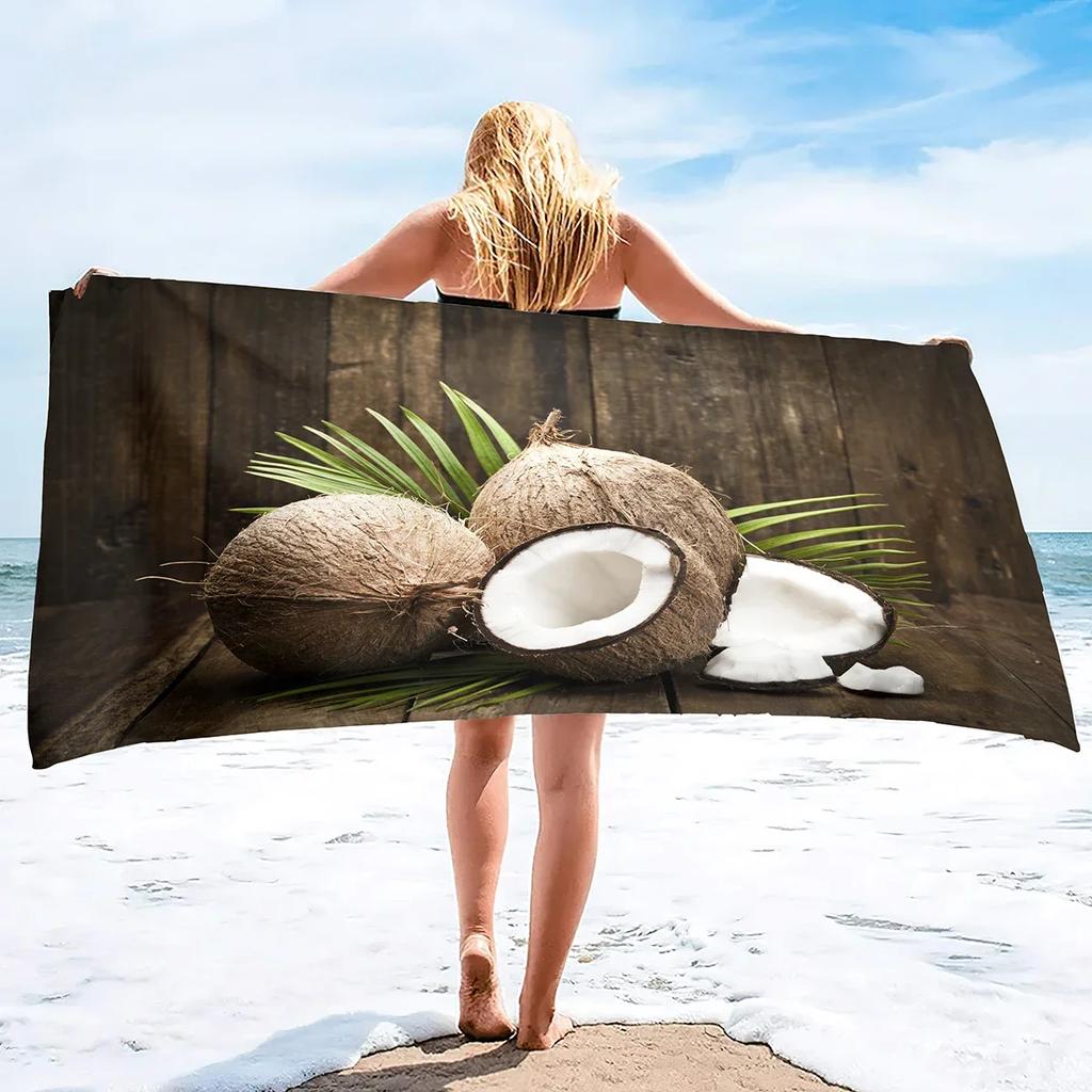Coconut Beach Towel Oversized,Sand Free Microfiber Beach Towel, Super Absorbent Sunset Swim Beach Towels for Kids,Women,Men