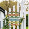 Garden Rules Hanging Sign, Spring Wooden Welcome Door Sign for Front Door, Rustic Farmhouse Wall Plaque for Porch Yard Gardening Shed Decoration