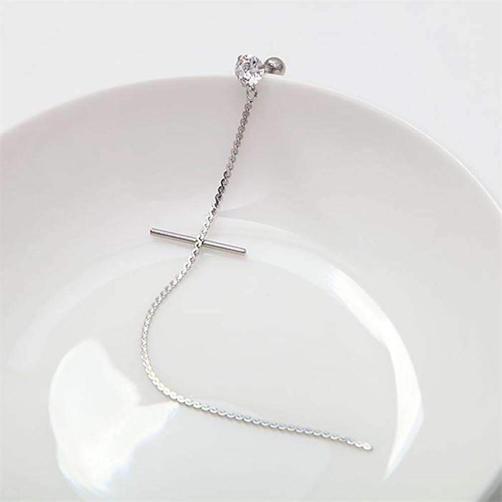 [Onm] Onm Surgical Cubic Chain Cross Long Piercing (S9594078)