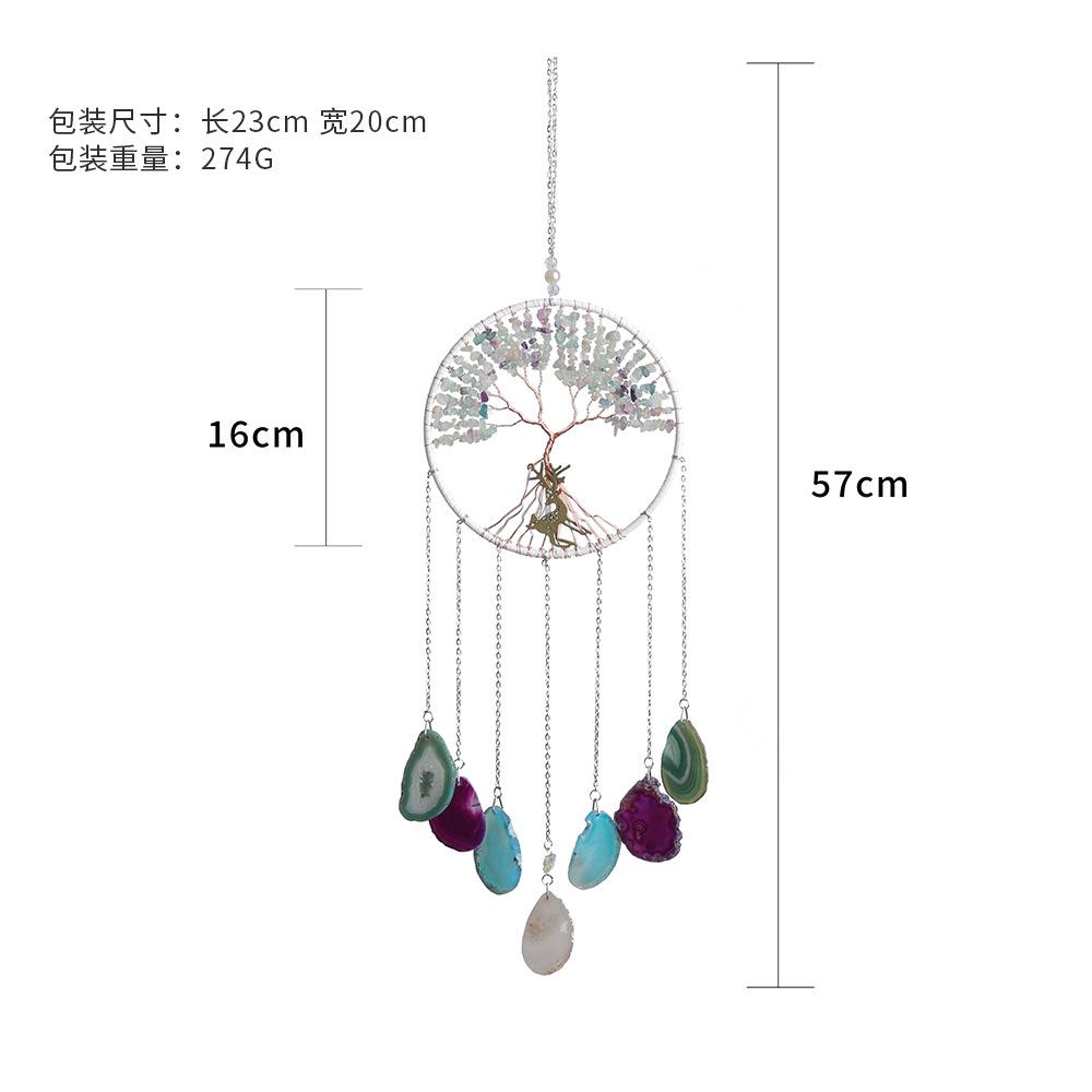 Natural agate crystal gravel dream catcher tree of life wind chime pendant student birthday gift
