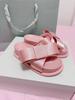 2025 Summer Butterfly-knot Slippers Sweet Pink Round Toe Pull-on Thick-sole Bow Flip Flops Women's Outdoor Dress Shoes