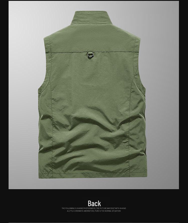 Herren Übergröße Mehrere Taschen Outdoor Weste mit Stehkragen - Ideal für Frühling, Herbst, Fotografie und Angeln