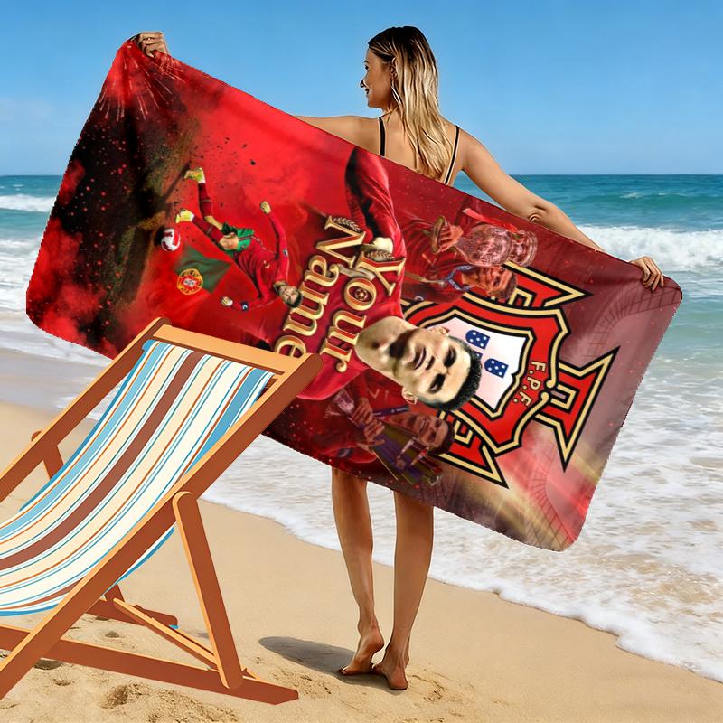 Ronaldo Custom Football Wallpaper Custom Name Print Beach Towel Large Soft Quick Dry Towel For Beach Camping Swimming