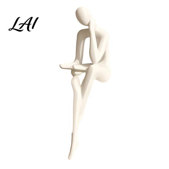 Thinker Statue Figurine 3D Printed Figurines Ornaments Minimalist Abstract Art Sculptures Quiet Atmosphere Decoration for Home Office Bookcase Decor, белый