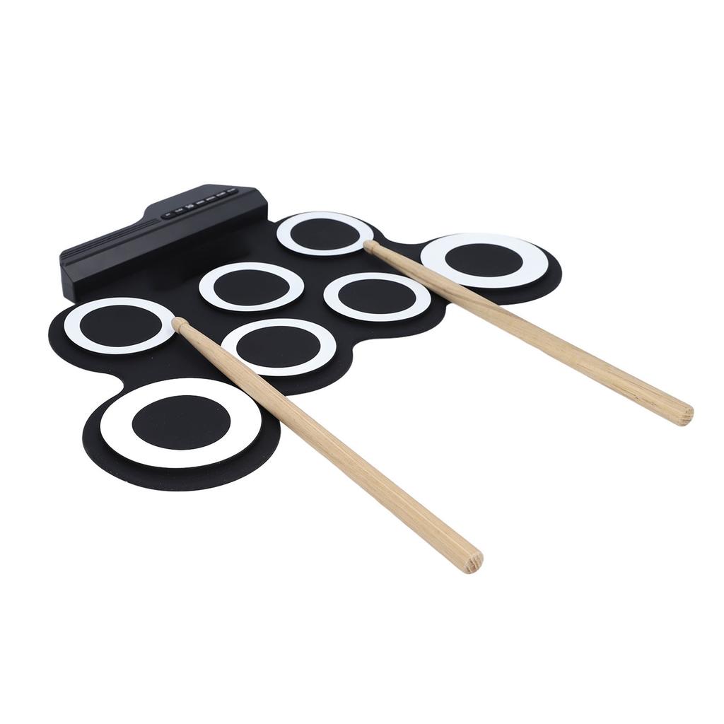 Kids Electronic Drum Set Simulation Sound Soft Silicone Roll Up Drum Practice Pad with Foot Pedal