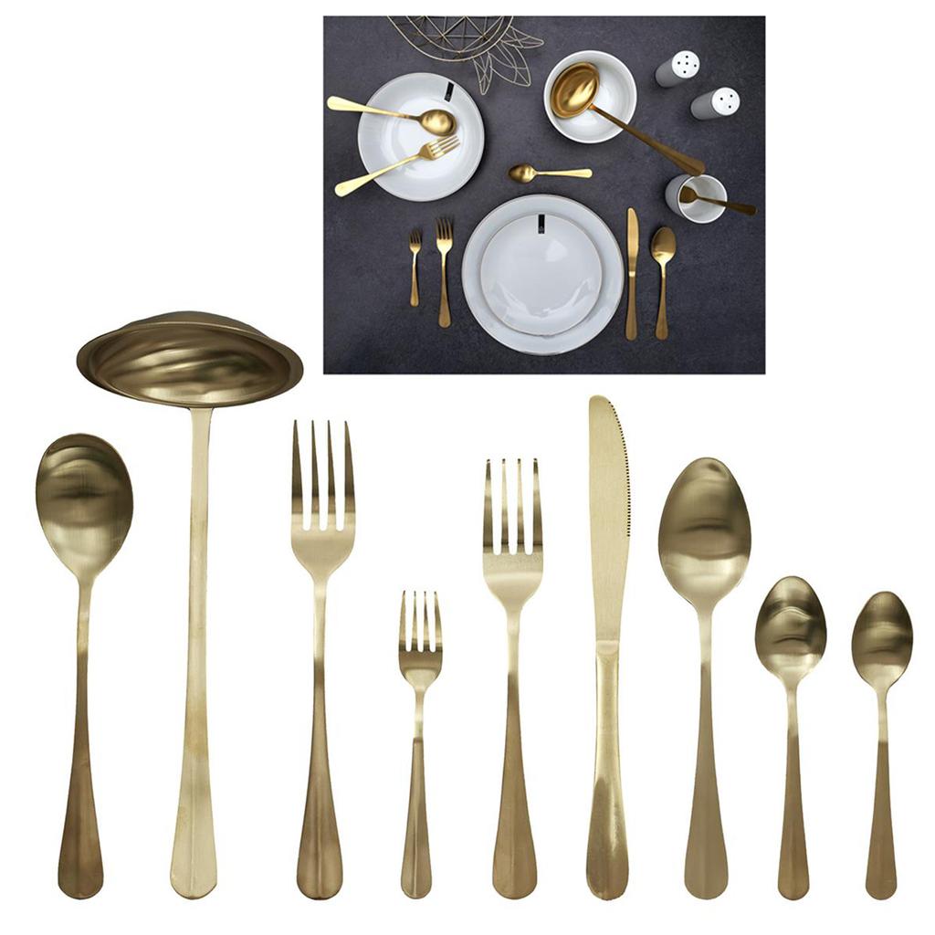 Les Trésors De Lily [A3681] - Complete Golden 'Cléopatra' Cutlery Set - 39 Place Settings