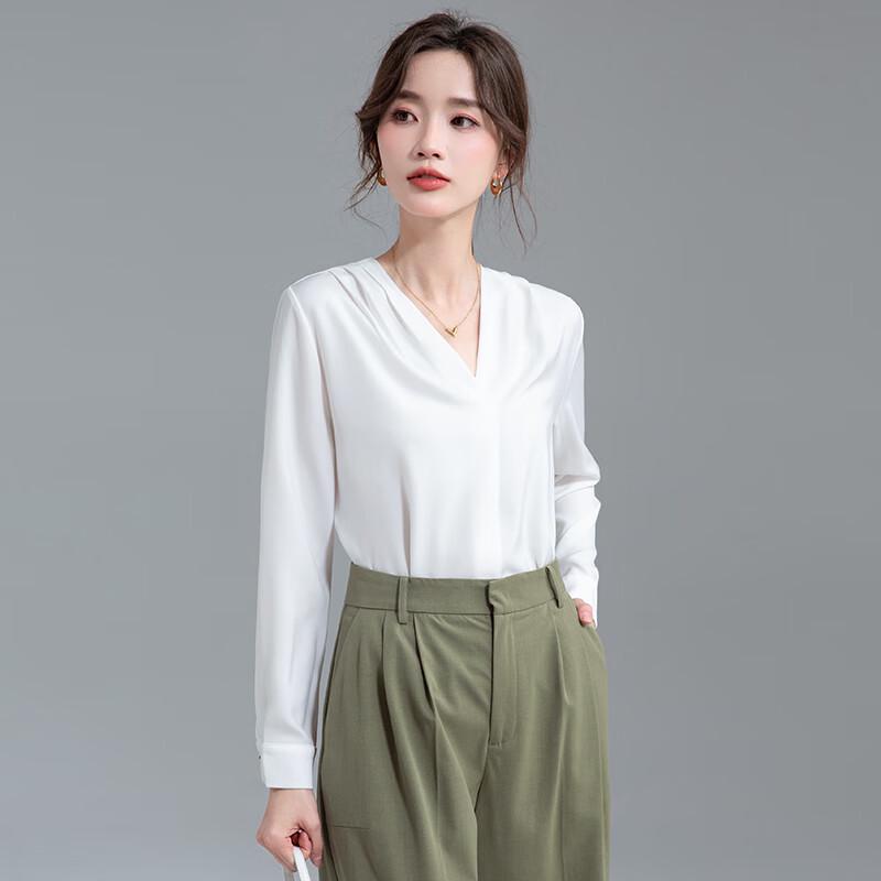 Women's Professional V-Neck Long Sleeve Chiffon Blouse