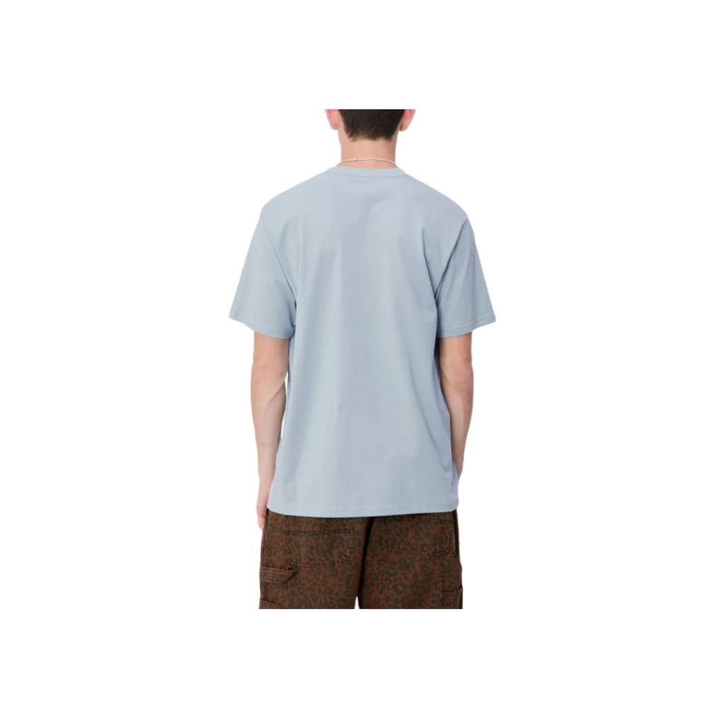 Carhartt WIP T-shirt da uomo a tinta unita con taschino e logo, girocollo, manica corta I030434-0W9-XX
