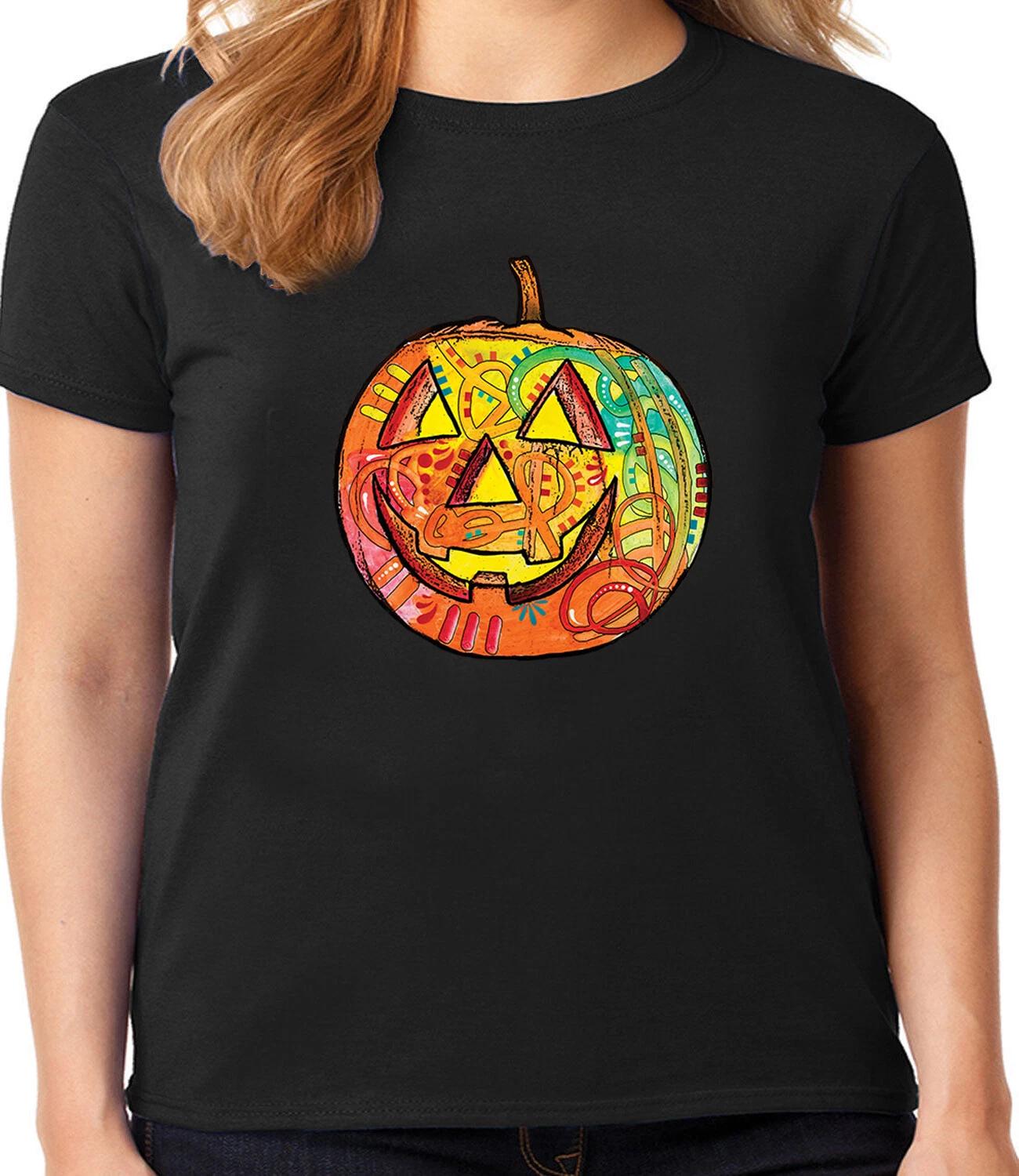 Halloween T-shirt Women Pumpkin Jack-O-Lantern Costume Cute Funny Ladies Tee XXL
