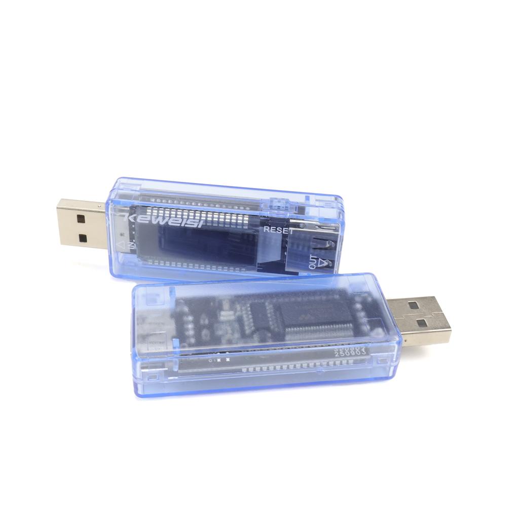 USB Tester Current Voltage Capacity Meter 4-20V 0-3A Timer KWS-V20 Blue USB Meter Portable PnP for Battery Charger Power Bank