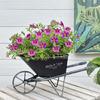 Retro Iron Planter Flower Container Wheelbarrow Flowerpot For Entrance Living Room Garden Patio Yard And Balcony Display
