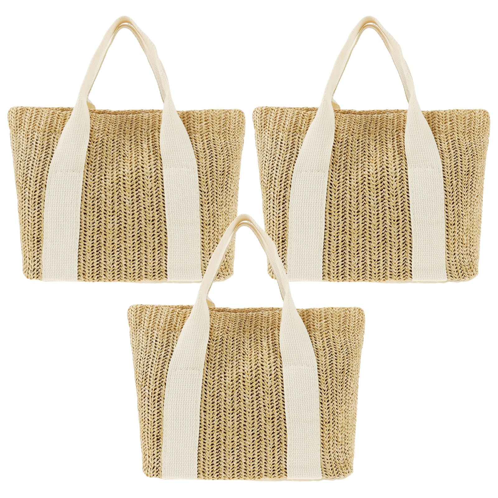 3 шт. Плетеная сумка-тоут через плечо Женская Модная Летняя Пляжная Дорожная Портативная Ажурная Сумка-шоппер оптом