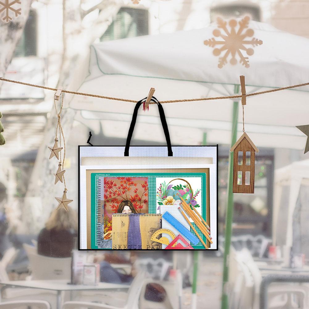 Art Portfolio Bag 90x58.5cm Poster Storage Bag with Zipper and Handle Artwork Collection Bag for Artworks Drawing Pads Supplies