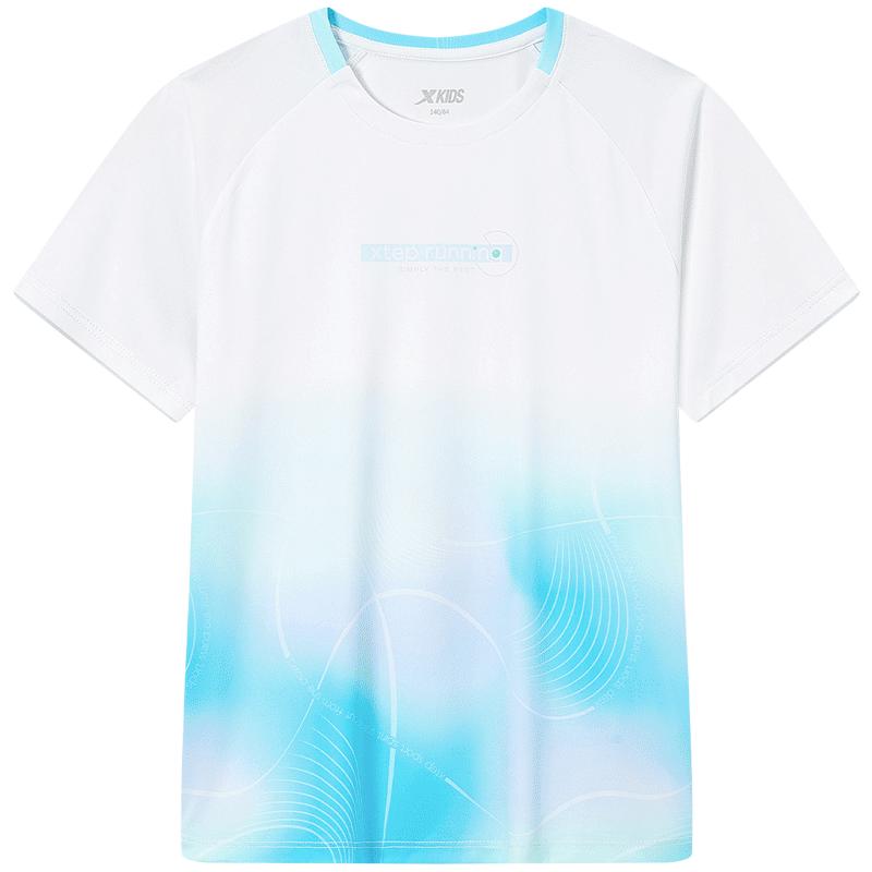 XTEP Girls  Gradient Print Quick-Dry Short Sleeve Knit Shirt 120