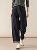 Yi Fei High-Waist Blue Fold-Over Straight Leg Casual Jeans