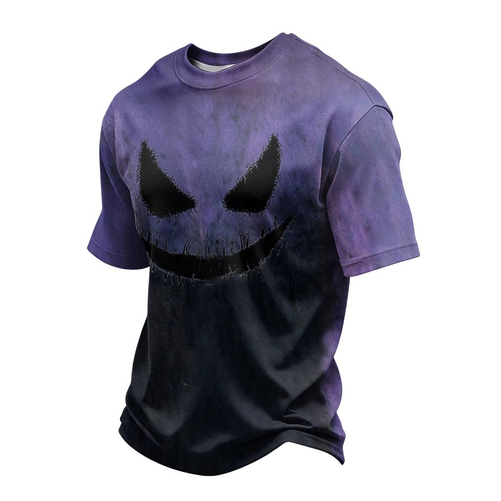Men's Casual Short Sleeve Lightweight Breathable Crew Neck T-Shirt Halloween Pumpkin Print Pattern Comfortable Fit