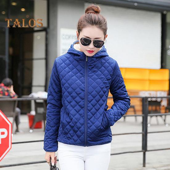 Winter Women Jacket Hooded Zip-up Long Sleeves Thick Plush Lined Solid Color Cardigan Keep Warm Commuting School Coat