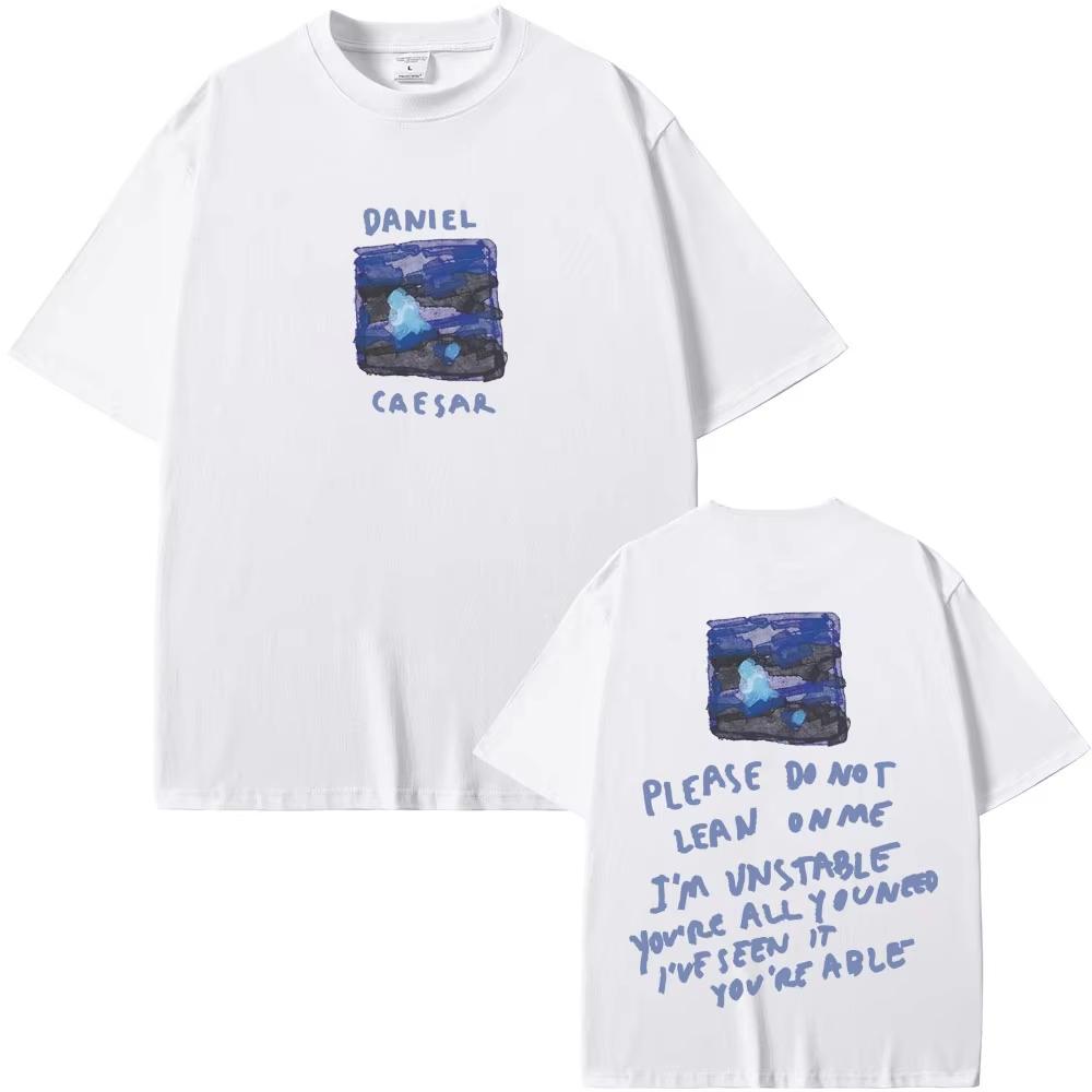 Rapparen Daniel Caesar Never Enough Please Do Not Lean on Me Grafisk T-shirt Herr Dam Hip Hop Mode Trend T-shirts Streetwear