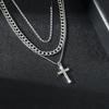 Layered Cross Necklace for Women Rhinestone Crystal Pendant Multi-Layer Choker Chain with Adjustable Extender