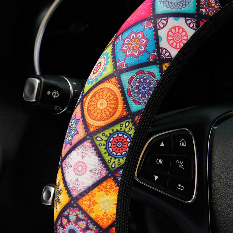 37-38cm Car Steering Wheel Covers Elastic Maple Leaf Pattern Anti-slip Universal Auto Interior Accessories Car Styling