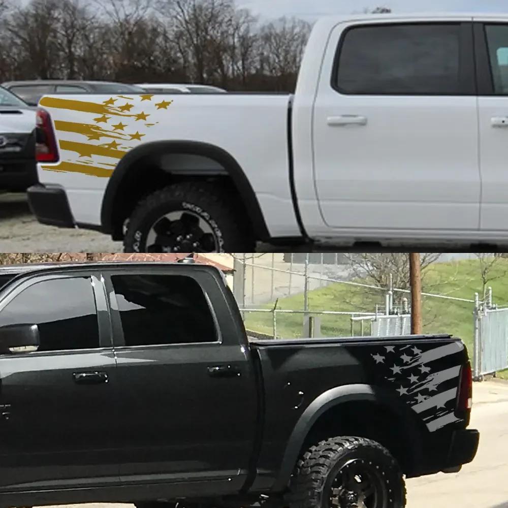 For Dodge RAM Pickup Rear Trunk Bed Side Stickers Truck Graphics American Flag Decor Cover Vinyl Decals Auto Tuning Accessories